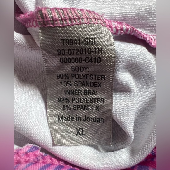 C9 by Champion Tri - Colored Built in Bra Swirl Patterned Tank Top Purple Pink - Picture 8 of 10